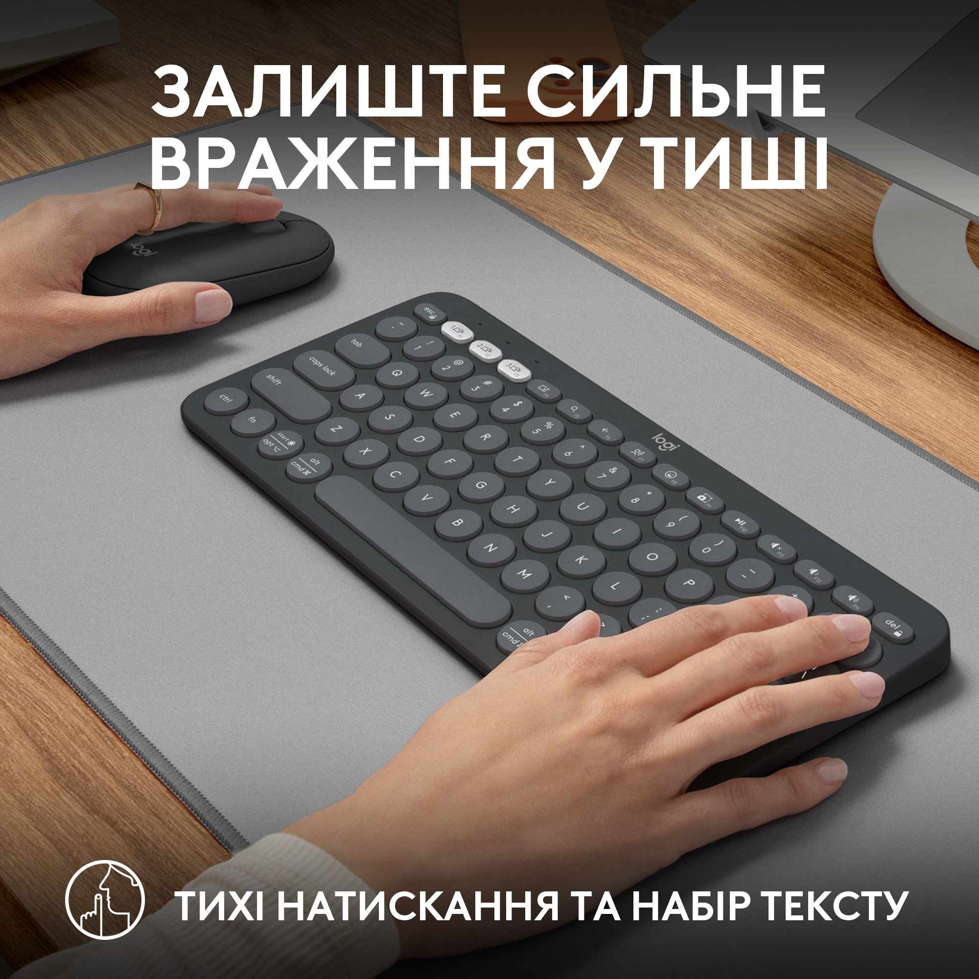 Комплект Logitech Pebble 2 Combo, TONAL, GRAPHITE, 2.4GHZ/BT, GRAPHITE фото2