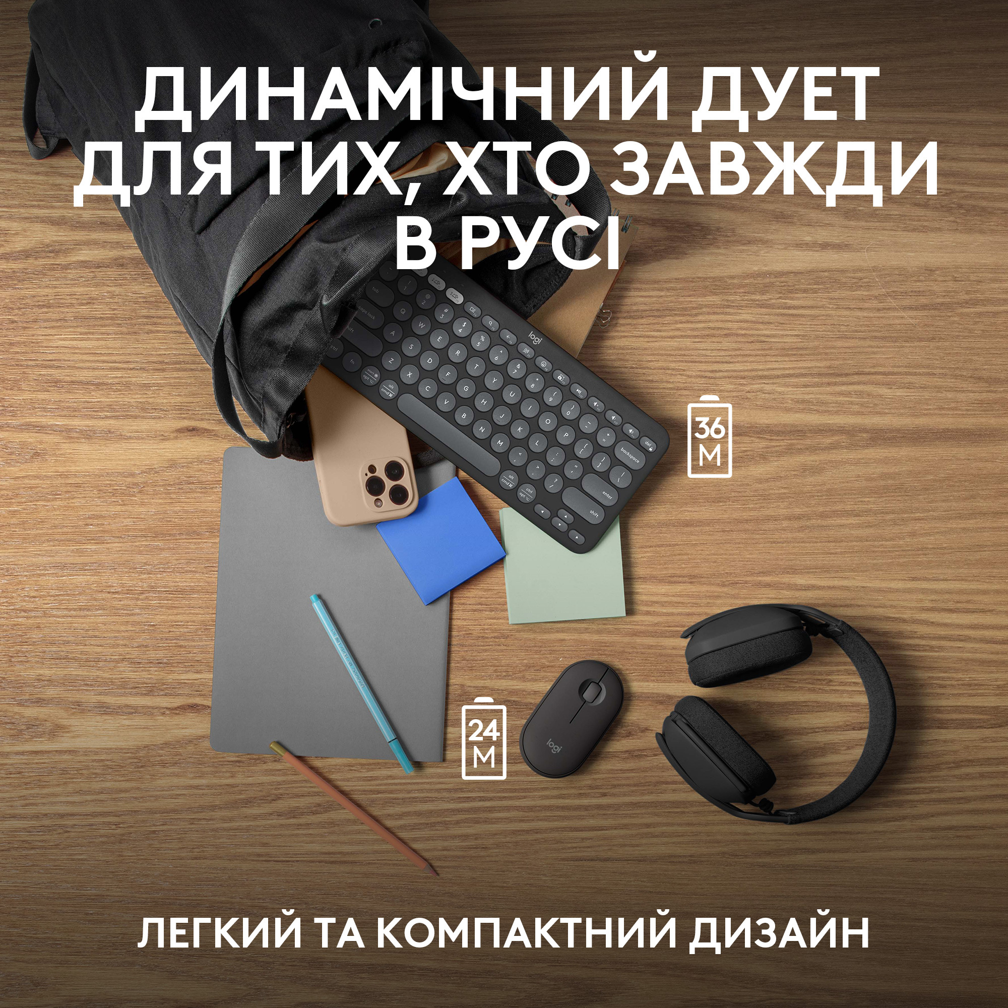 Комплект Logitech Pebble 2 Combo, TONAL, GRAPHITE, 2.4GHZ/BT, GRAPHITE фото4