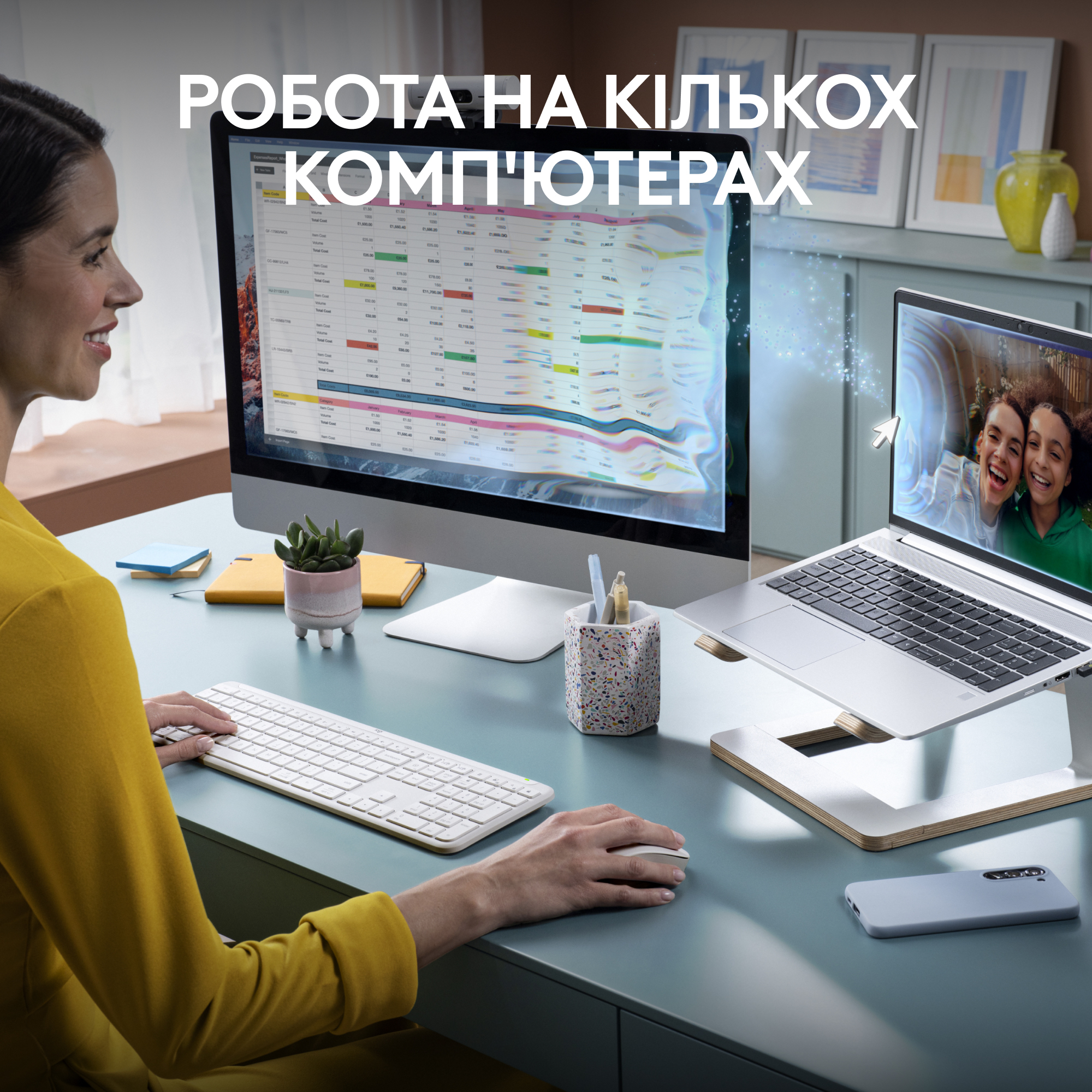 Комплект Logitech Signature Slim Combo MK950 WHITE, 2.4GHZ/BT, GRAPHITE фото