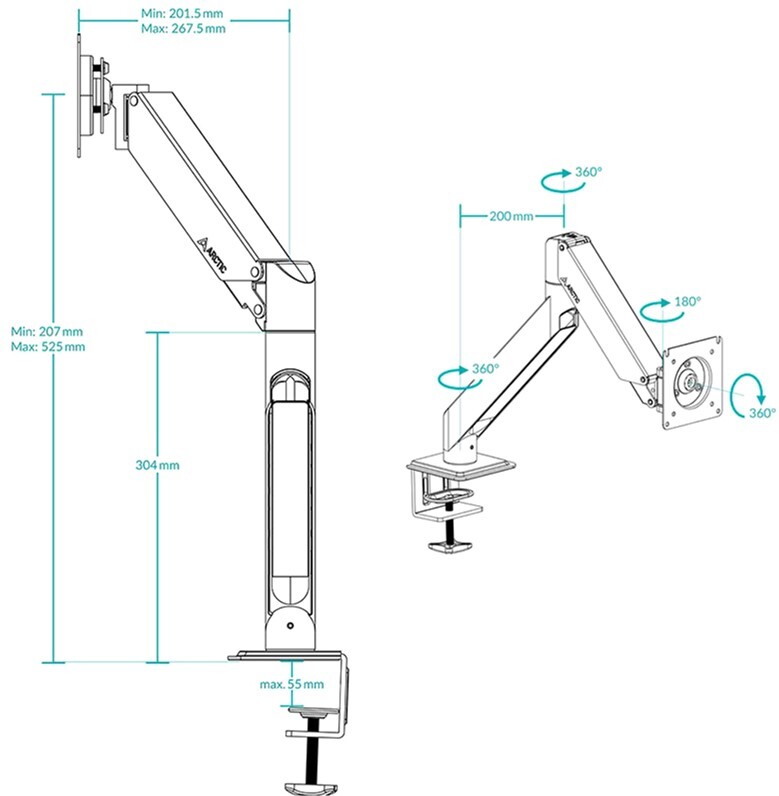 Крепление для монитора Arctic ARM X1-3D (AEMNT00062A) фото4