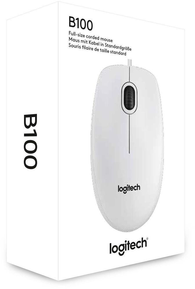 Мышь Logitech B100 Corded Mouse, WHITE фото4