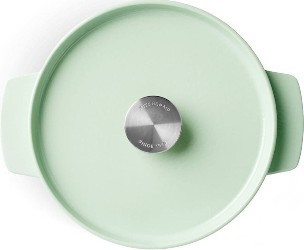 Кастрюля чугунная с крышкой KitchenAid, 22 см, 3,3 л, фисташковая (CC007433-001) фото3