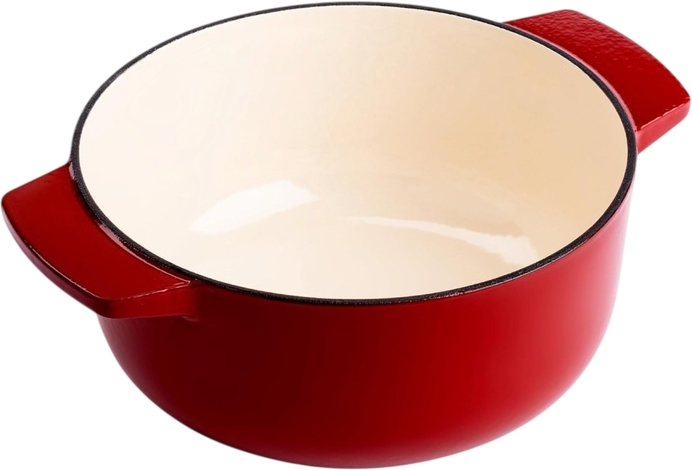 Кастрюля чугунная с крышкой KitchenAid, 22 см, 3,3 л, красная (CC006057-001) фото