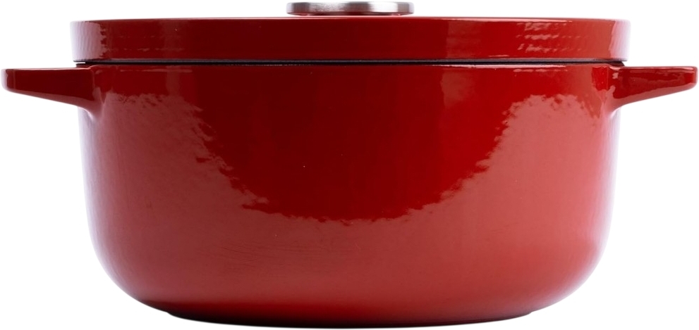 Кастрюля чугунная с крышкой KitchenAid, 22 см, 3,3 л, красная (CC006057-001) фото