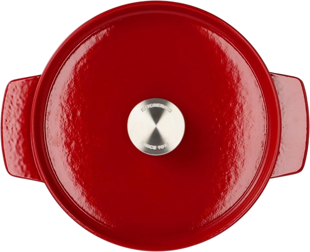 Кастрюля чугунная с крышкой KitchenAid, 22 см, 3,3 л, красная (CC006057-001) фото