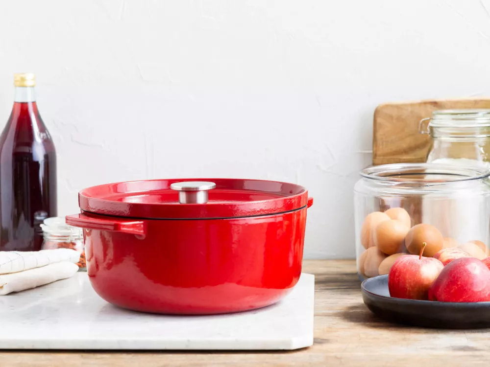 Каструля чавунна з кришкою KitchenAid, 26 см, 5,2 л, червона (CC006060-001) фото4