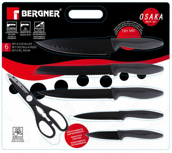 Набір ножів з ножицями Bergner Osaka, 6 предметів (BG-9075-BK) фото2