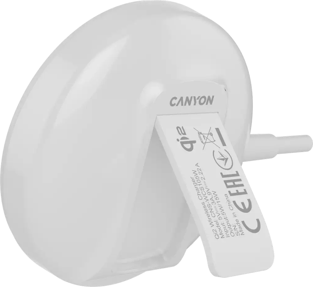 Беспроводное зарядное устройство Canyon WS-105 15 Вт Qi2 White (CNS-WCS105W) фото4