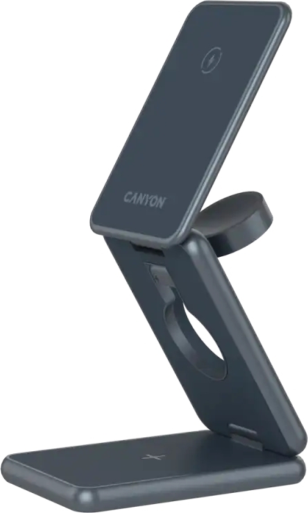 Беспроводное зарядное устройство Canyon Foldable wireless charger 15W 3in1 Metal (CNS-WCS309M) фото4