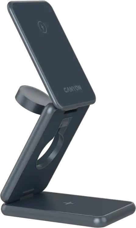 Беспроводное зарядное устройство Canyon Foldable wireless charger 15W 3in1 Metal (CNS-WCS309M) фото5