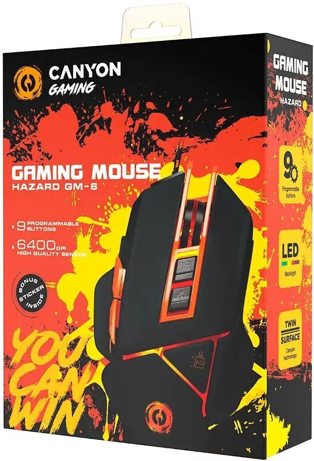 Игровая мышь Canyon Hazard GM-6 Black Orange (CND-SGM6N) фото5