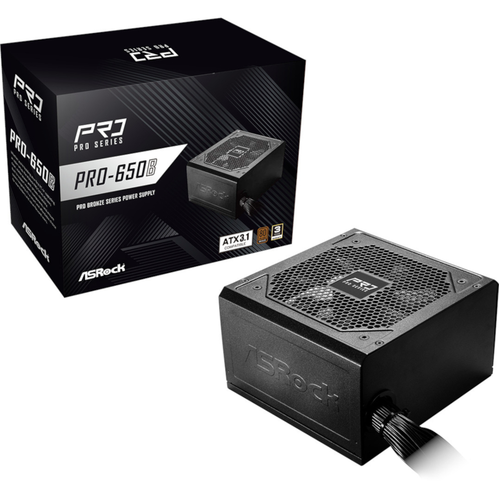 Блок живлення ASROCK 650W, 80 Pluse BRONZE (PRO-650B) фото7
