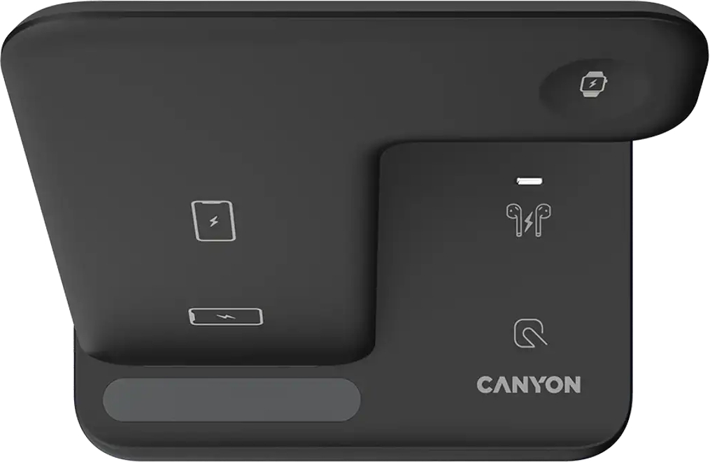 Беспроводное зарядное устройство Canyon WS-302 3 в 1 QI Black (CNS-WCS302B) фото