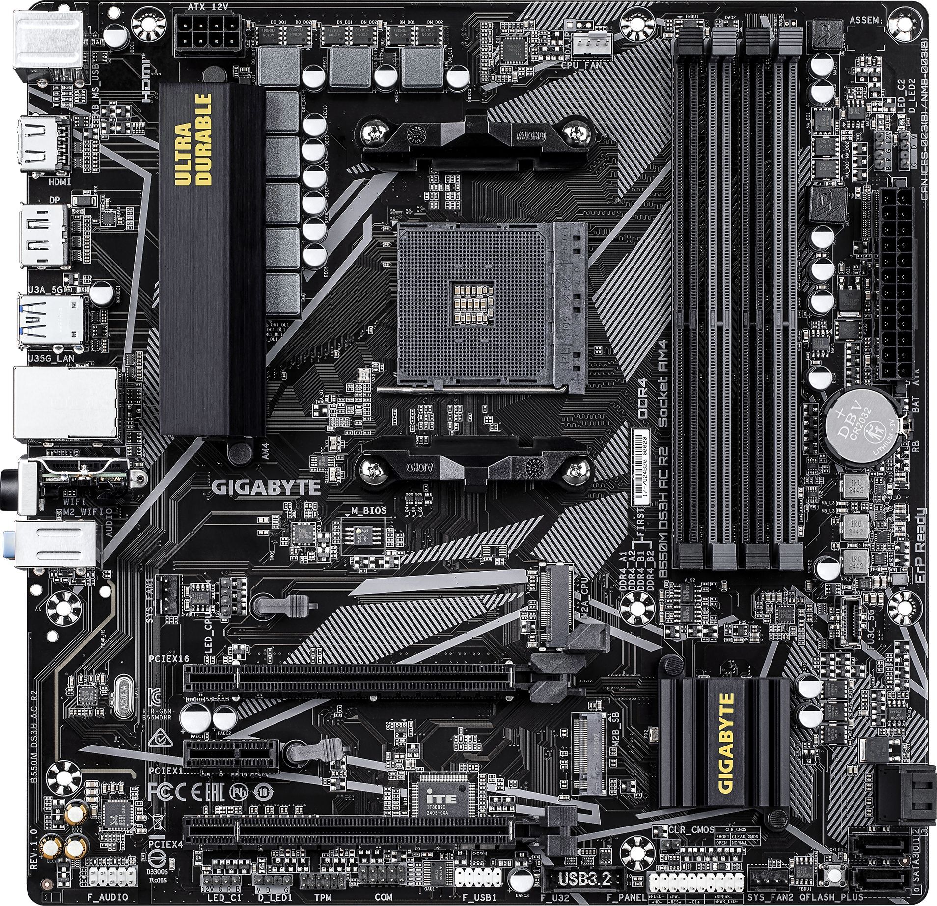 Материнcкая плата GIGABYTE AMD B550 (B550M_DS3H_AC_R2) фото2