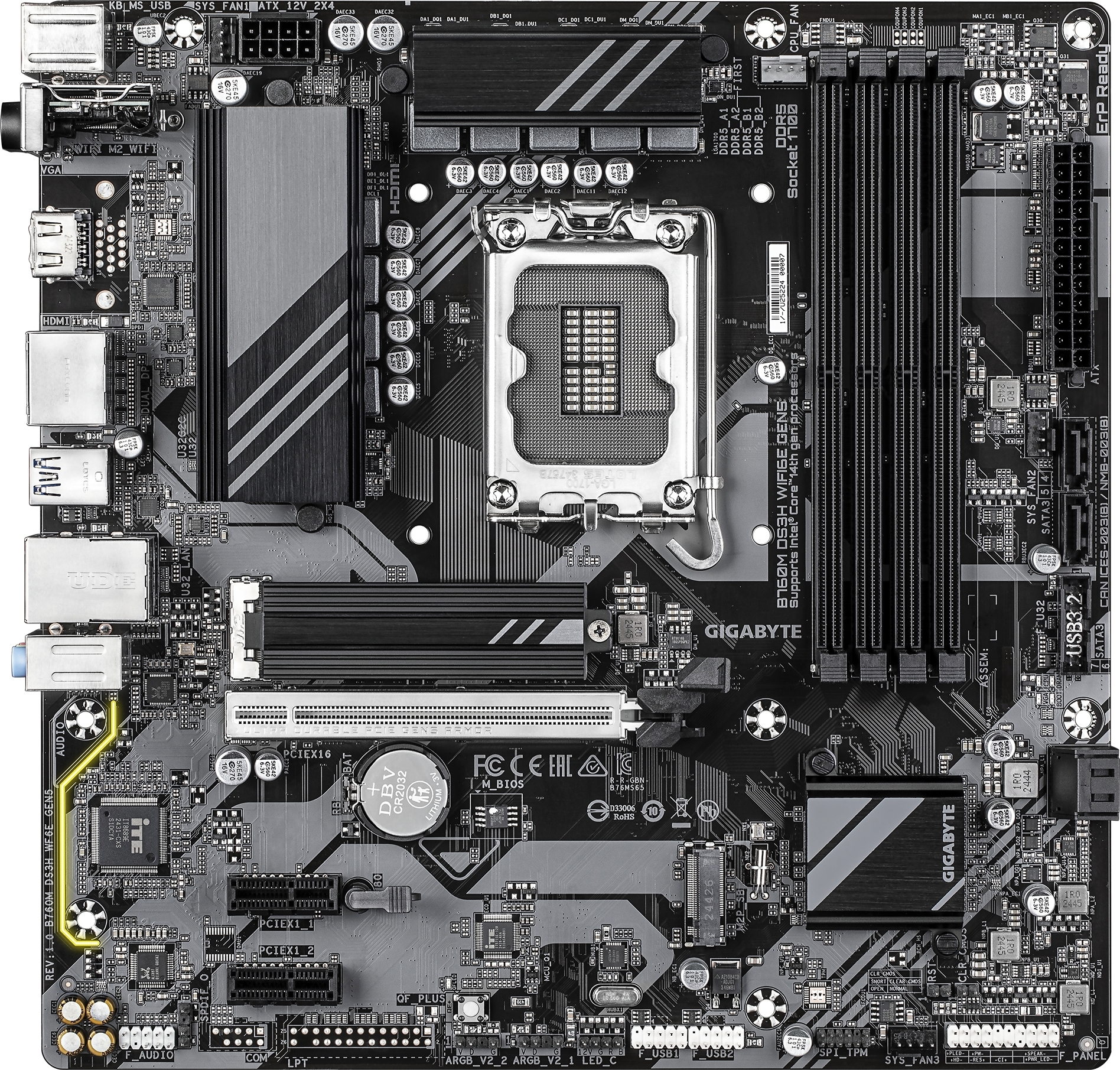 Материнcкая плата GIGABYTE Intel B760 (B760M_DS3H_WIFI6E_GEN5) фото2