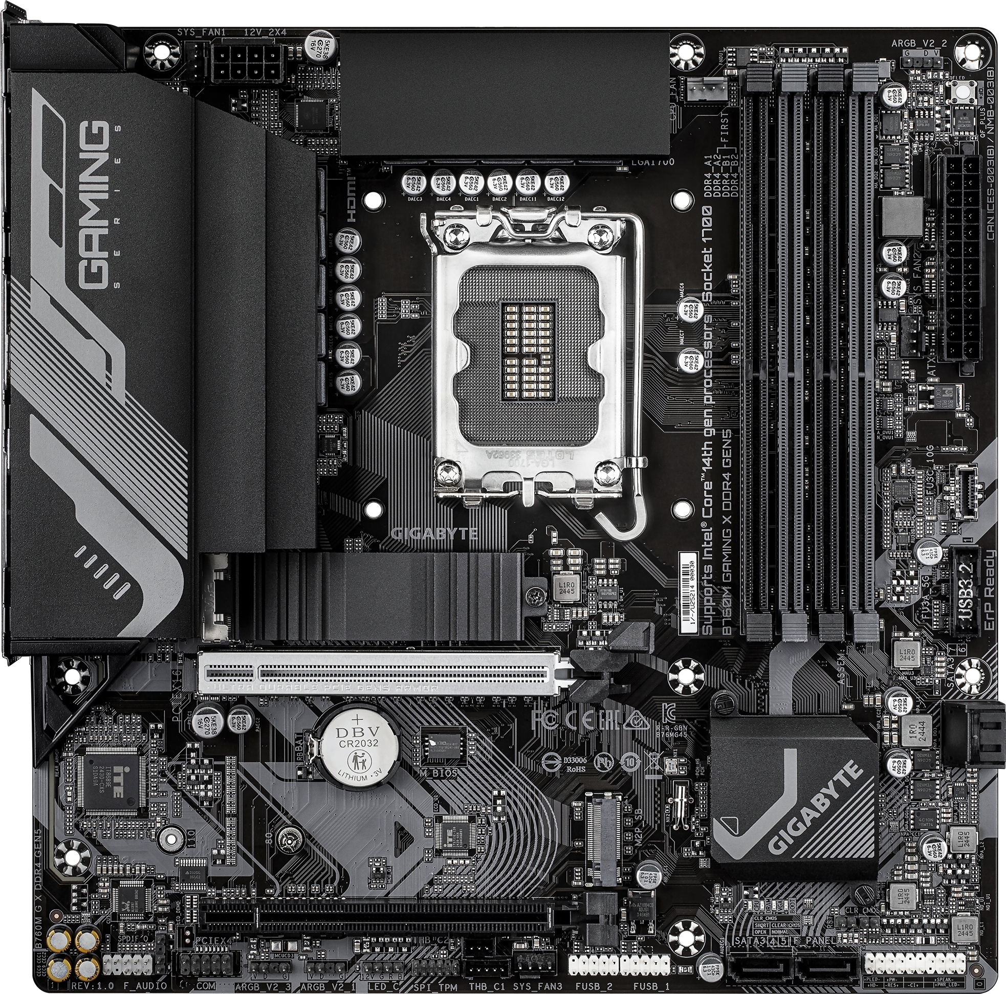 Материнcкая плата GIGABYTE Intel B760 (B760M_GAMING_X_DDR4_GEN5) фото2