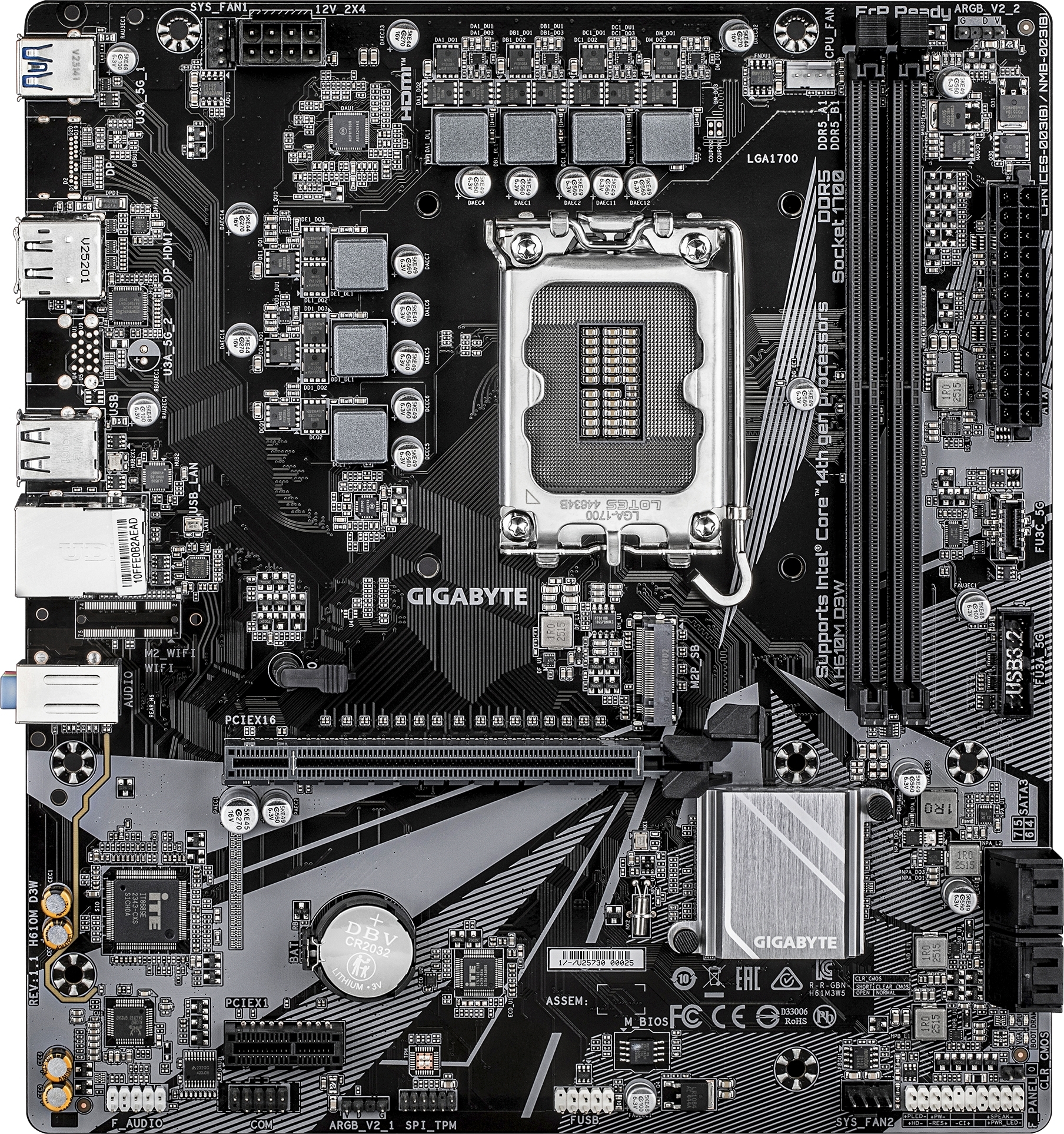 Материнcкая плата GIGABYTE Intel H610 (H610M_D3W) фото2