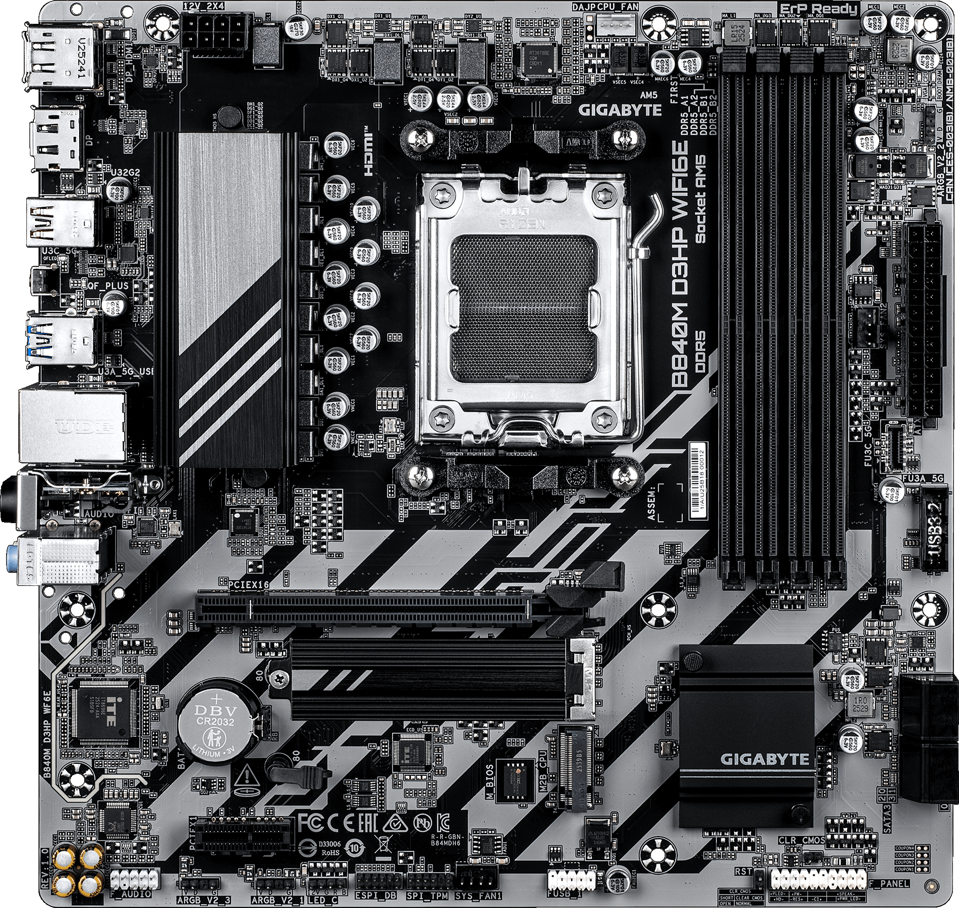 Материнcкая плата GIGABYTE AMD B840 (B840M_D3HP_WIFI6E) фото2