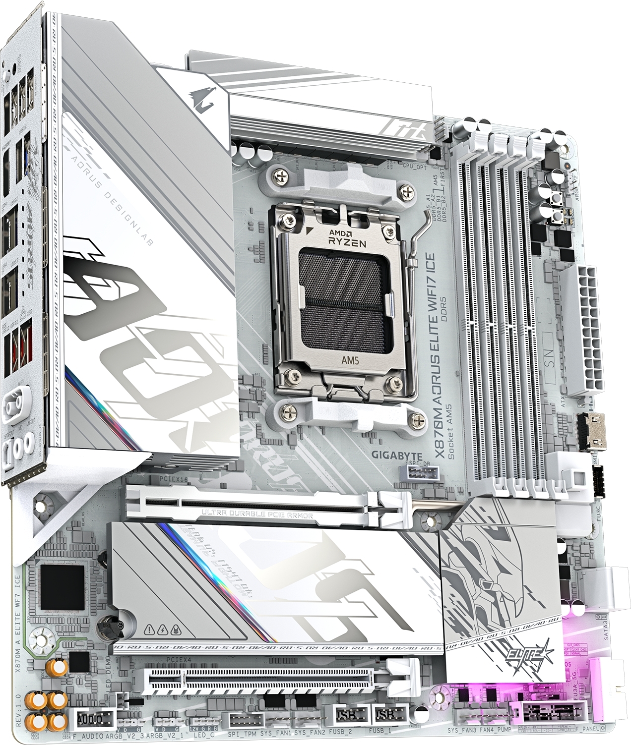 Материнcкая плата GIGABYTE AMD X870 (X870M_AORUS_ELITE_WIFI7_ICE) фото3