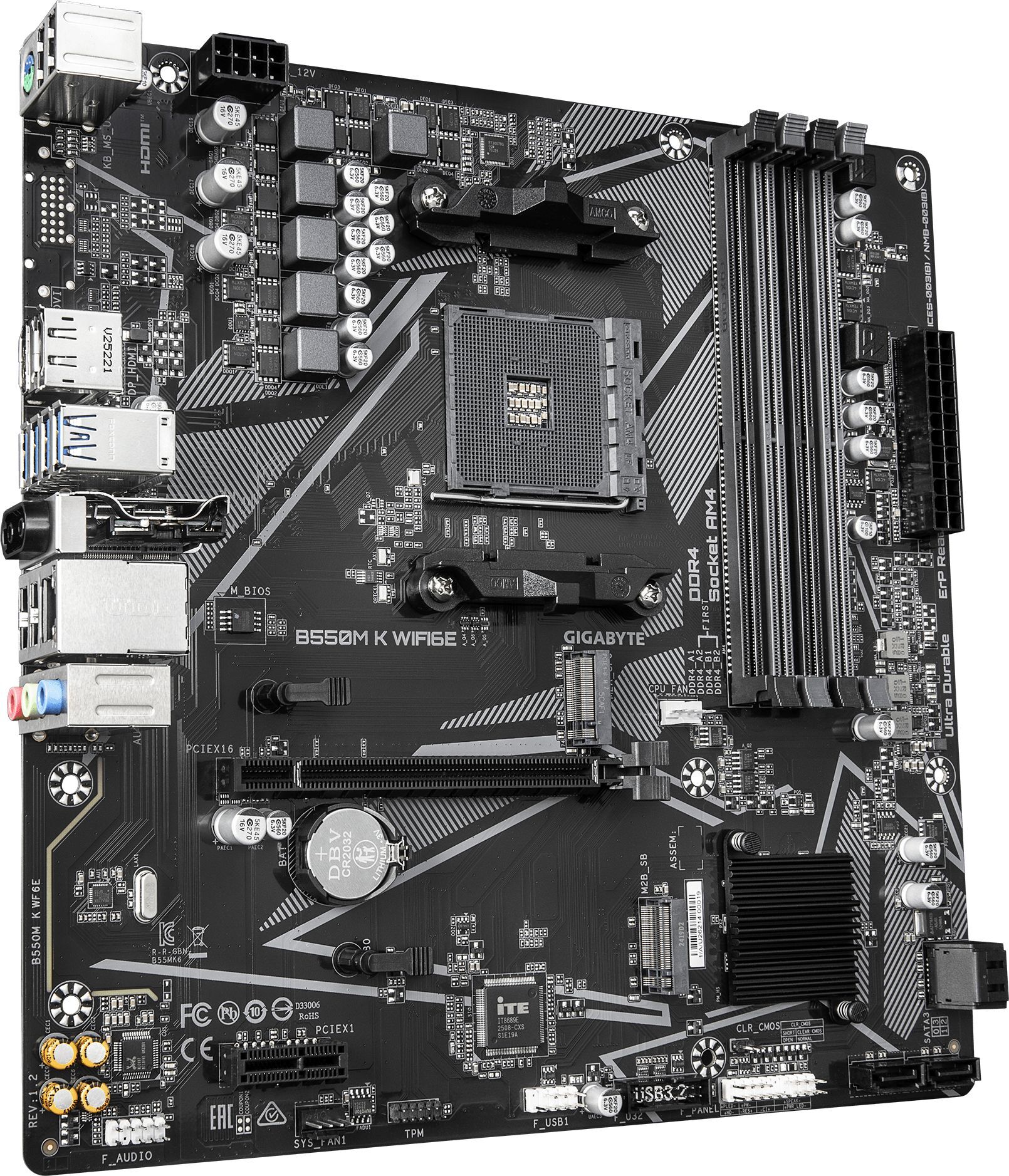 Материнcкая плата GIGABYTE AMD B550 (B550M_K_WIFI6E) фото3