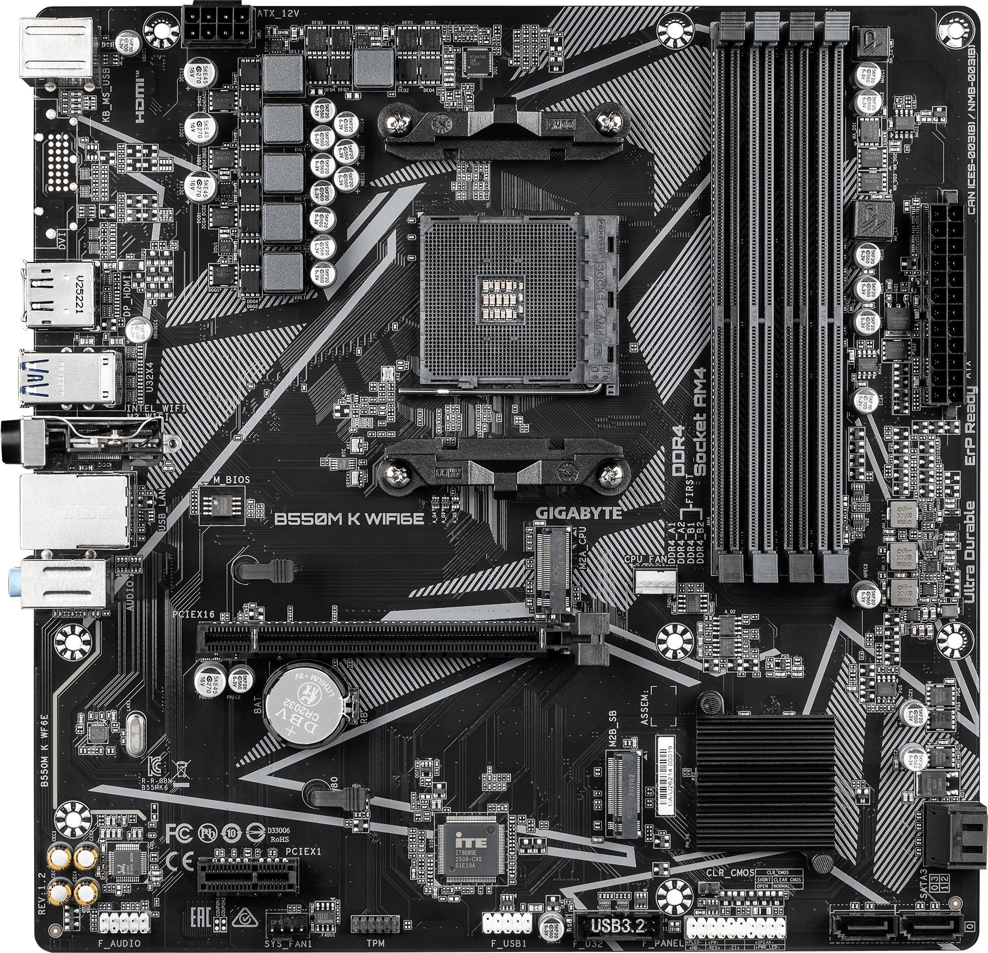 Материнcкая плата GIGABYTE AMD B550 (B550M_K_WIFI6E) фото2