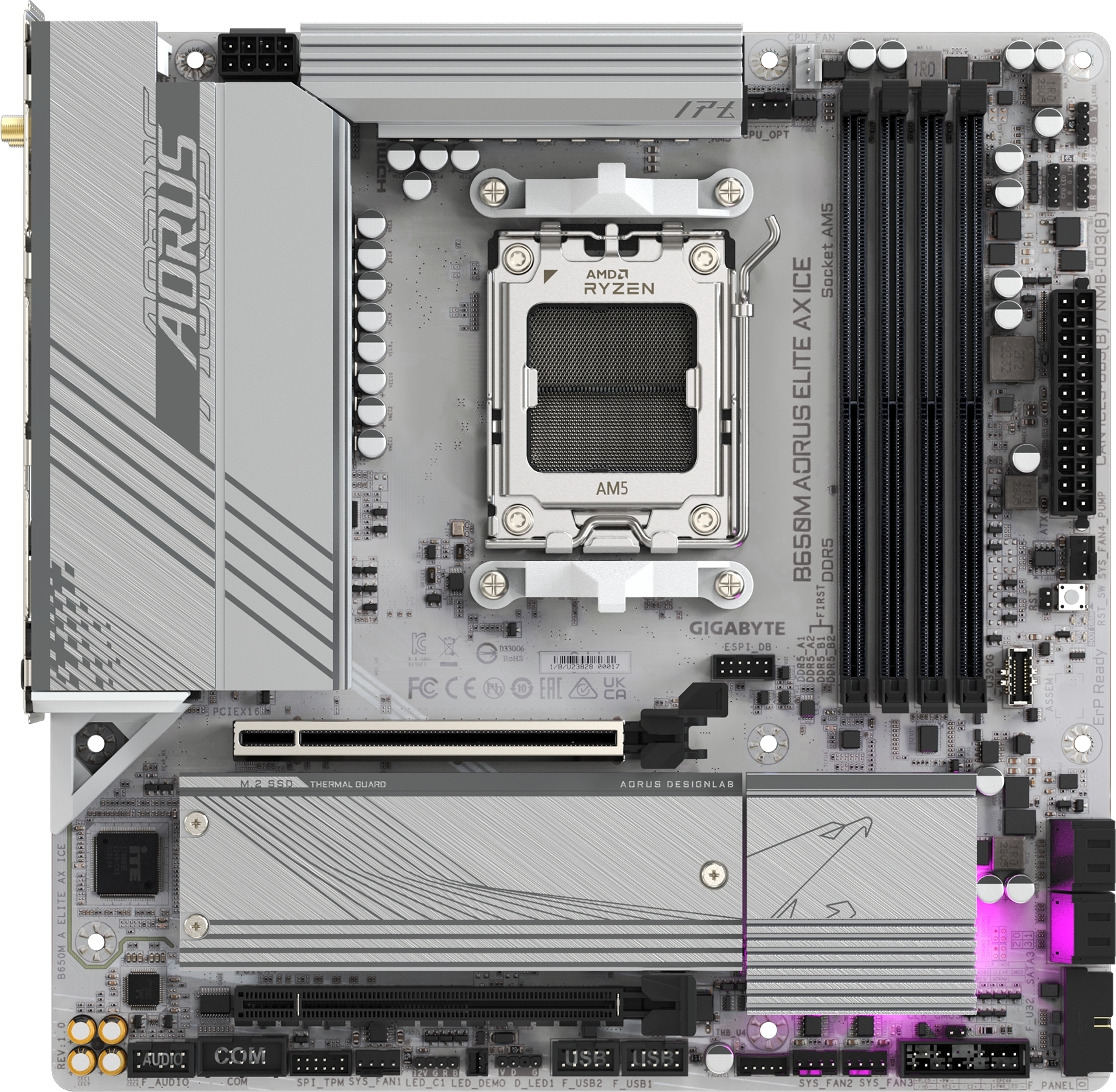 Материнcкая плата GIGABYTE AMD B650 (B650M_AORUS_ELITE_AX_ICE) фото2
