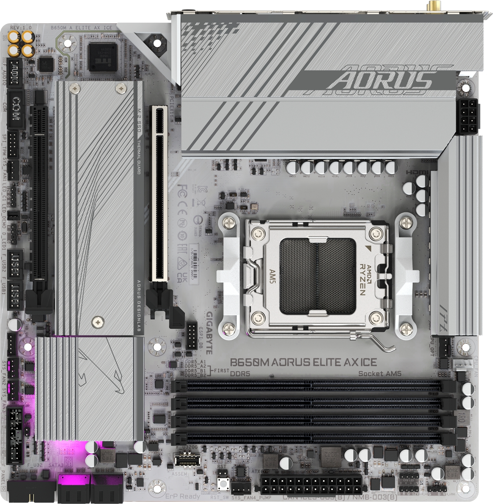Материнcкая плата GIGABYTE AMD B650 (B650M_AORUS_ELITE_AX_ICE) фото5