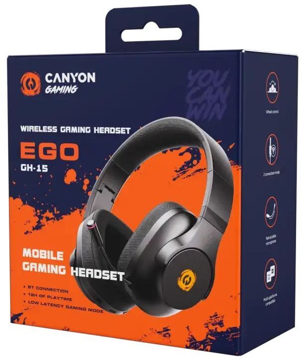 Игровая гарнитура Canyon EGO GH-15 2in1 BT Black (CND-SGHS15B) фото