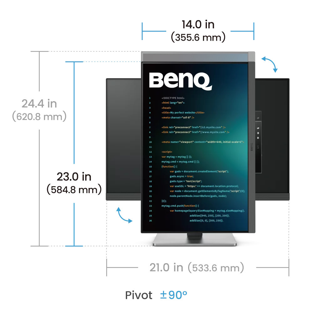 Монітор 24.1" BENQ RD240Q DARK GREY (9H.LLXLA.TBE) фото6