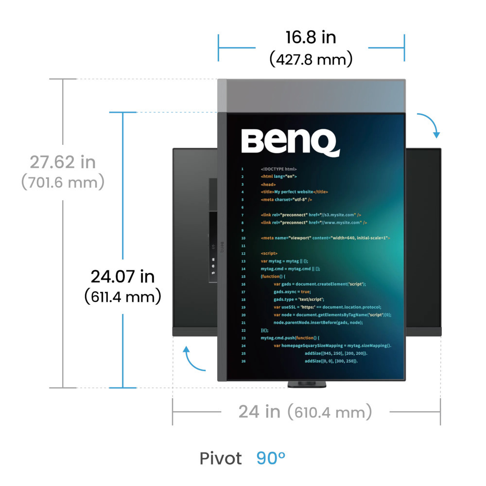 Монітор 28.2" BENQ RD280UA METALLIC GREY (9H.LM2LJ.TBE) фото7