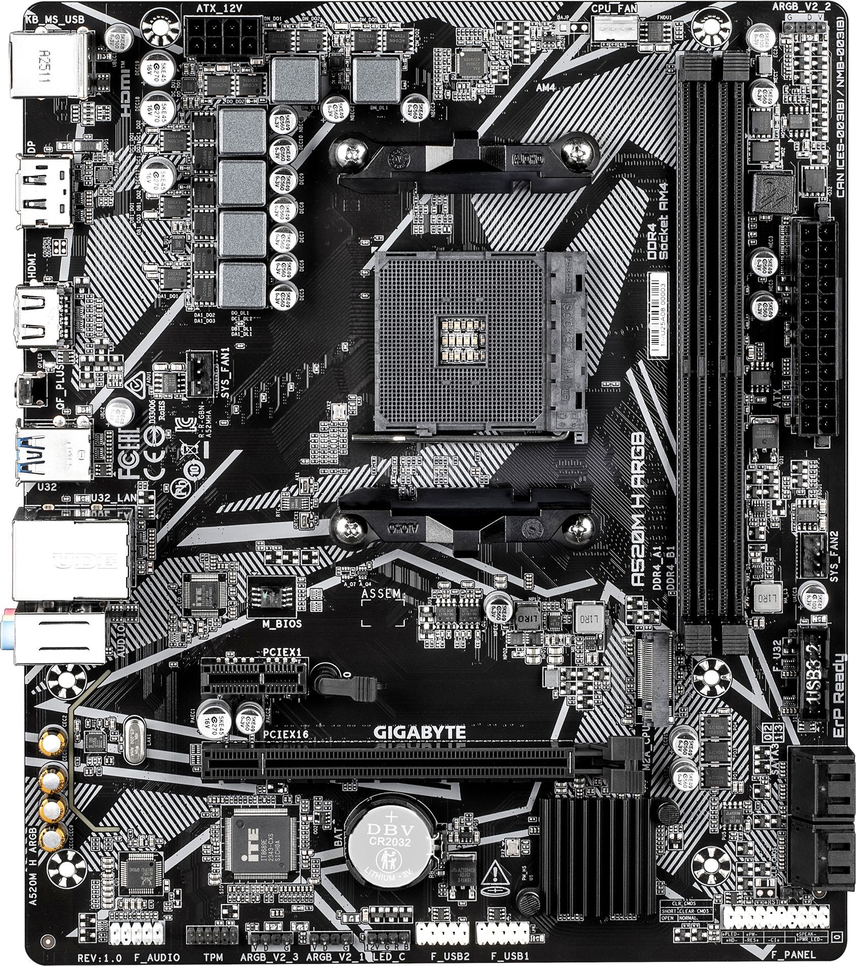 Материнcкая плата GIGABYTE AMD A520 (A520M_H_ARGB) фото2