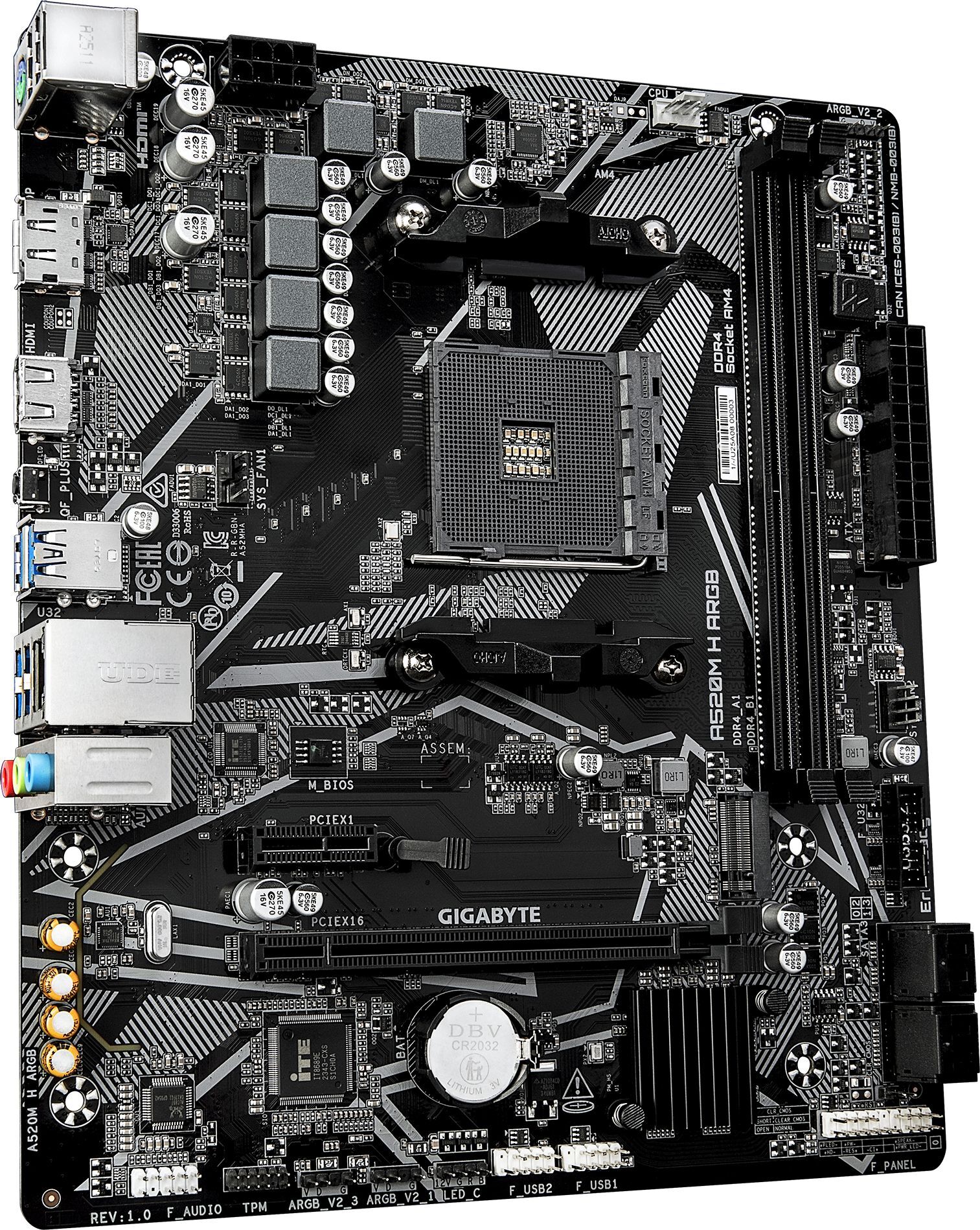 Материнcкая плата GIGABYTE AMD A520 (A520M_H_ARGB) фото3