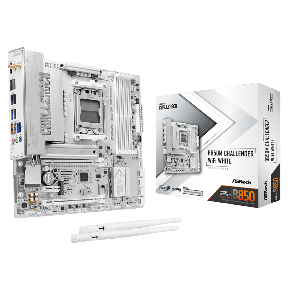 Материнcкая плата ASRock B850M CHALLENGER WIFI WHITE (B850M_CHALLENGER_WIFI_WHITE) фото2
