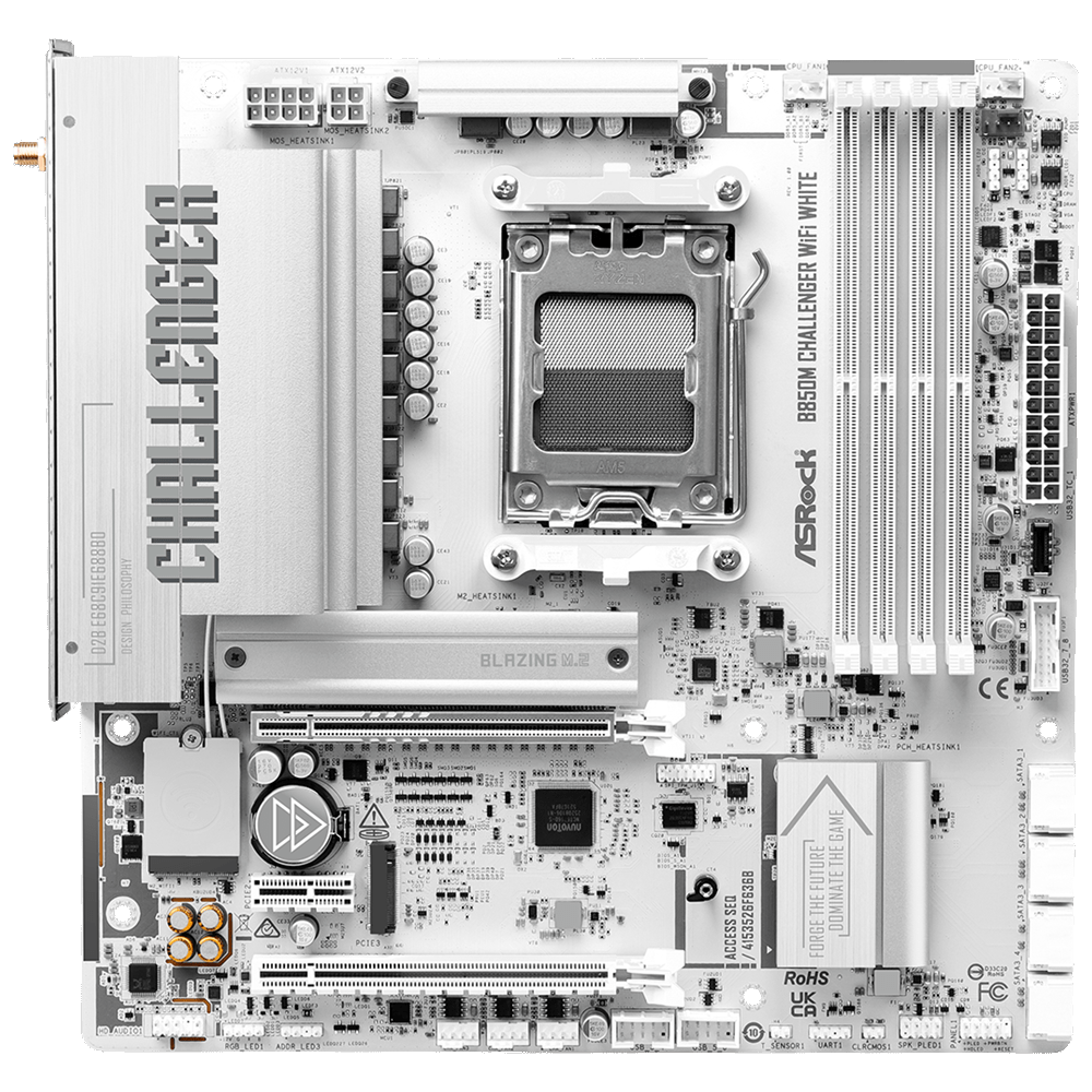 Материнcкая плата ASRock B850M CHALLENGER WIFI WHITE (B850M_CHALLENGER_WIFI_WHITE) фото3
