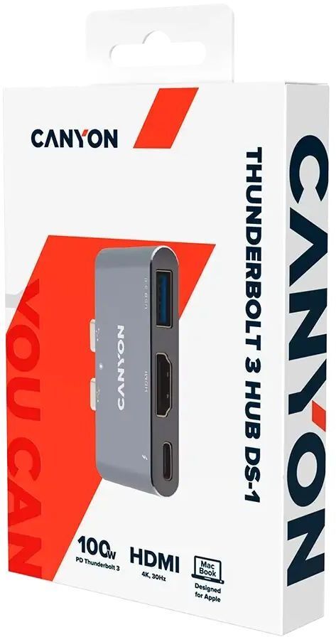 USB-хаб Canyon DS-1 3in1 Thunderbolt 3 Space Grey (CNS-TDS01DG) фото4