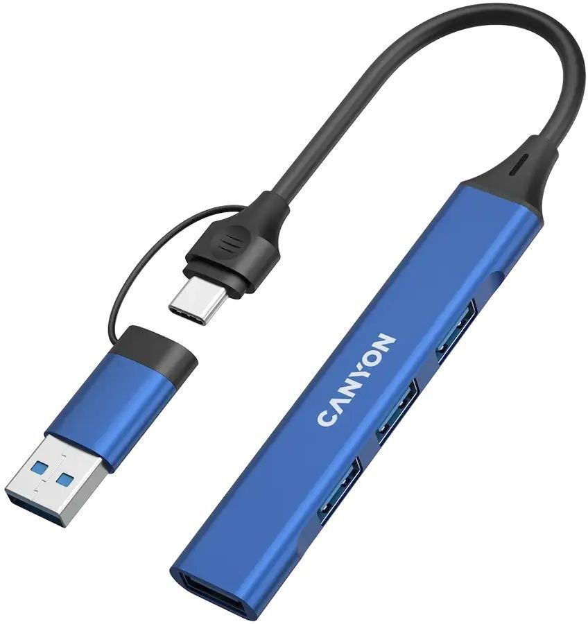 USB-хаб Canyon DS-02 4in1 USB-A/C Blue (CNS-TDS02BL) фото3