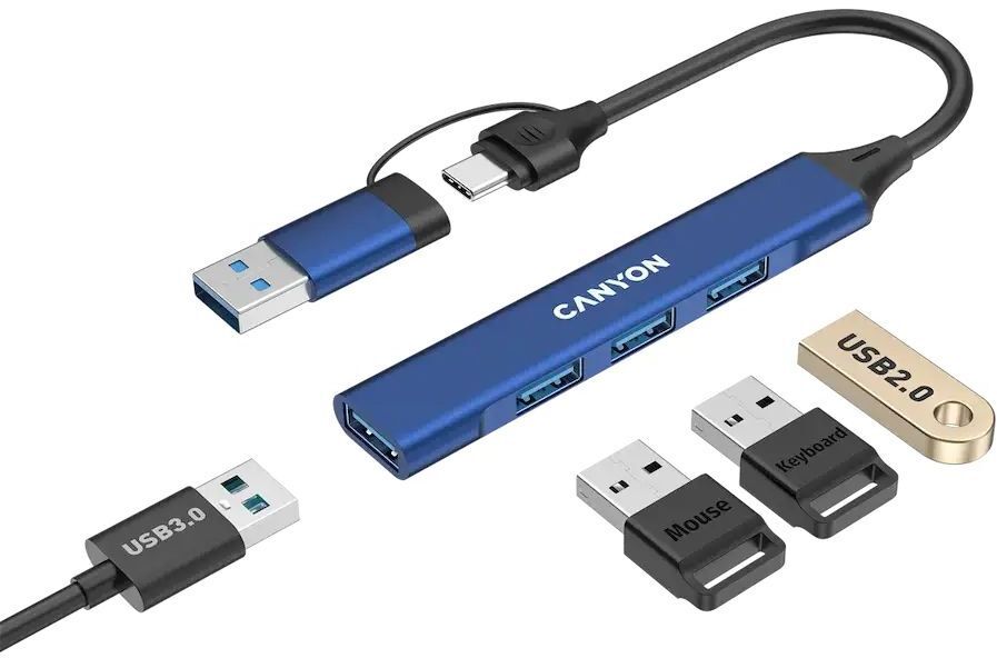 USB-хаб Canyon DS-02 4in1 USB-A/C Blue (CNS-TDS02BL) фото5