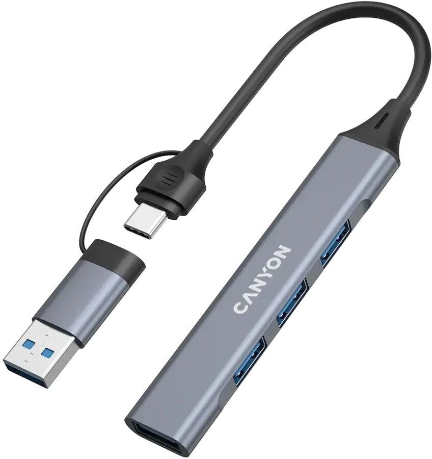 USB-хаб Canyon DS-02 4in1 USB-A/C Grey (CNS-TDS02G) фото2