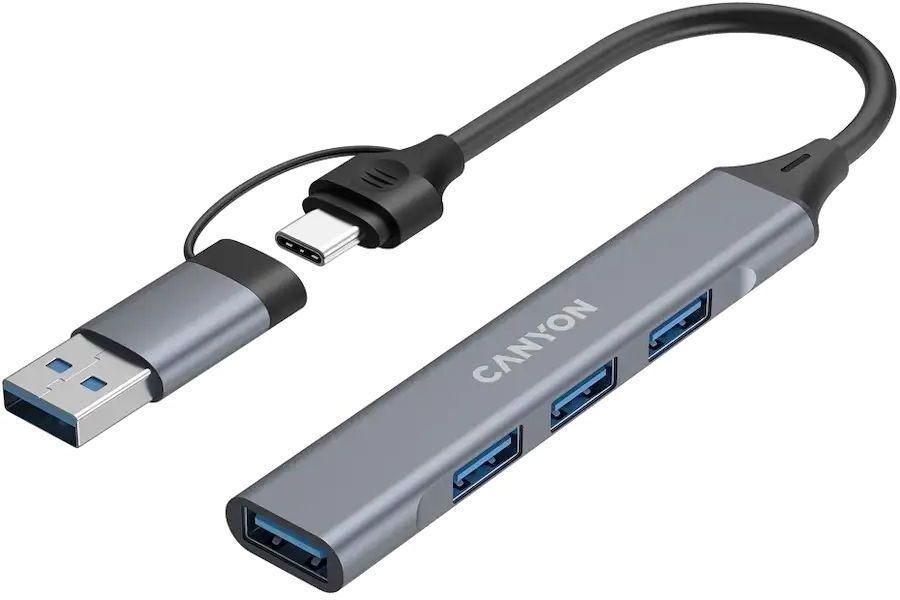USB-хаб Canyon DS-02 4in1 USB-A/C Grey (CNS-TDS02G) фото3