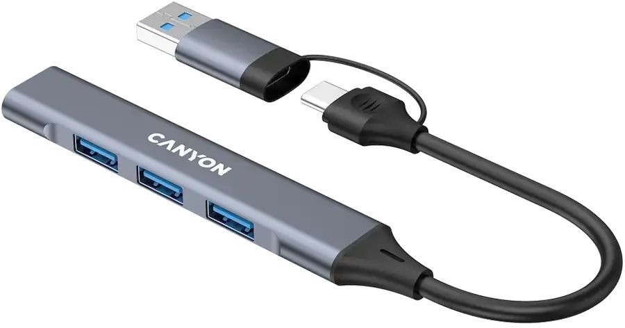 USB-хаб Canyon DS-02 4in1 USB-A/C Grey (CNS-TDS02G) фото4