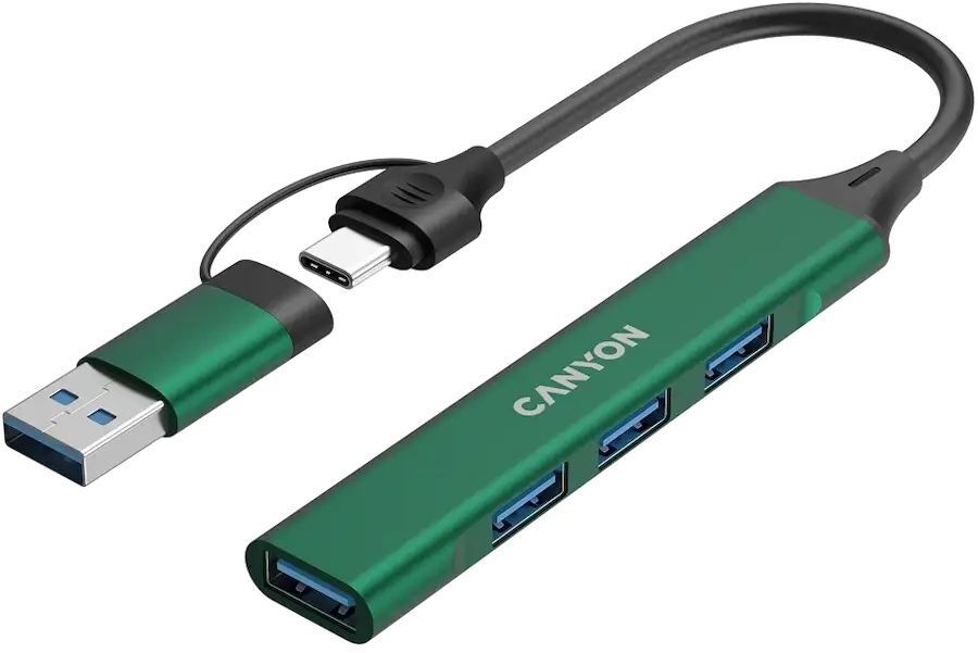 USB-хаб Canyon DS-02 4in1 USB-A/C Green (CNS-TDS02GR) фото4