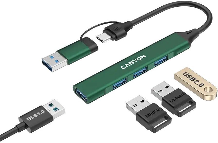 USB-хаб Canyon DS-02 4in1 USB-A/C Green (CNS-TDS02GR) фото5