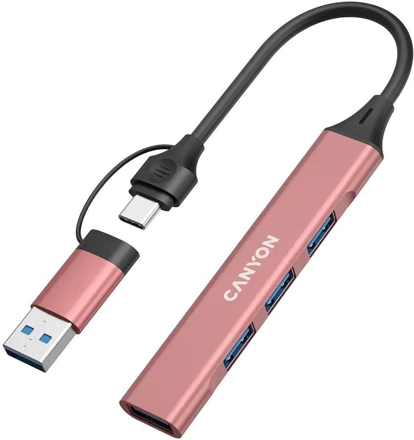 USB-хаб Canyon DS-02 4in1 USB-A/C Pink (CNS-TDS02P) фото2