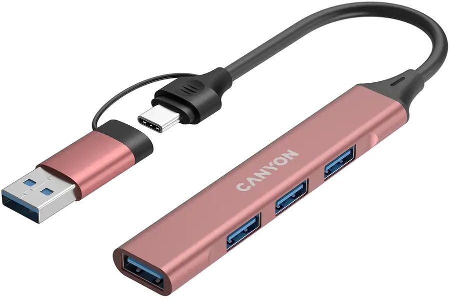 USB-хаб Canyon DS-02 4in1 USB-A/C Pink (CNS-TDS02P) фото3