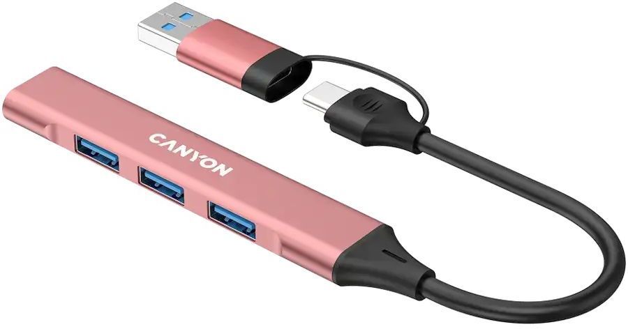 USB-хаб Canyon DS-02 4in1 USB-A/C Pink (CNS-TDS02P) фото4