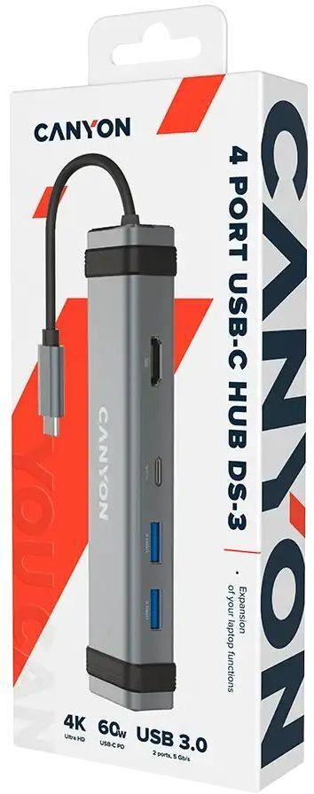 USB-хаб Canyon DS-3 4in1 USB-C Space Grey (CNS-TDS03DG) фото4