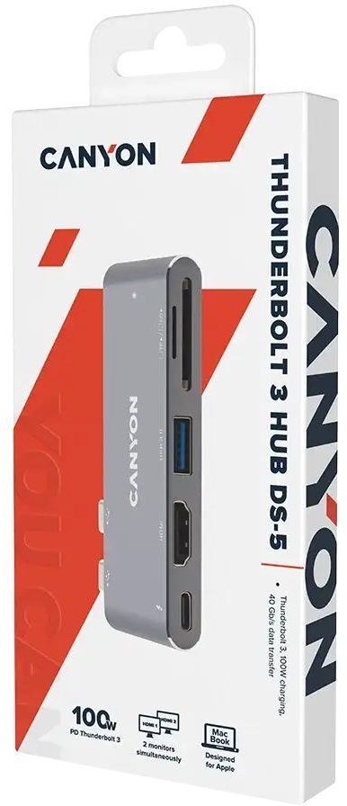 USB-хаб Canyon DS-5 7in1 Thunderbolt 3 Space Grey (CNS-TDS05B) фото
