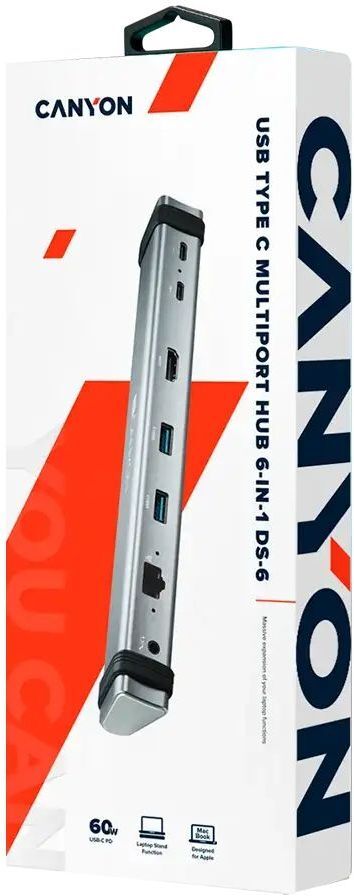 USB-хаб Canyon DS-6 6in1 USB-C Space Grey (CNS-TDS06DG) фото4