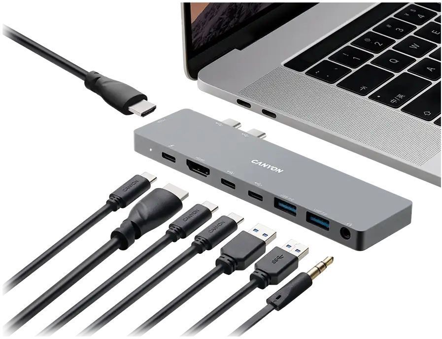 USB-хаб Canyon DS-8 8in1 Thunderbolt 4k Space Grey (CNS-TDS08DG) фото3