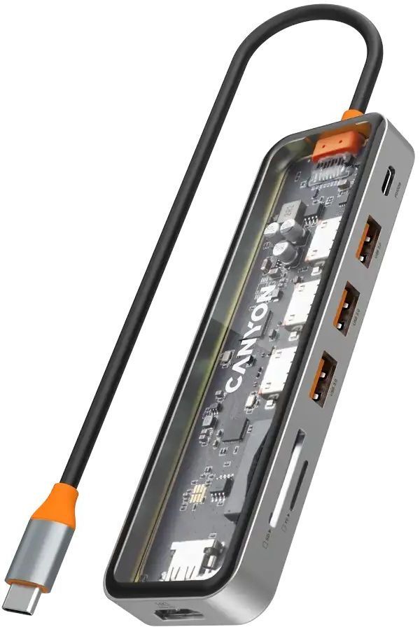 USB-хаб Canyon DS-13 7in1 4k USB-C Transparent Space Grey (CNS-TDS13) фото2